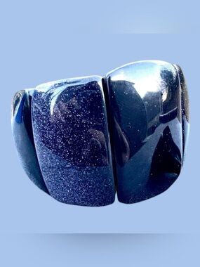 Lola Rose Blue Sandstone Semi Precious Bracelet Chunky Geometric Asymmetrical OS
